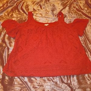 Red off the shoulder crop top